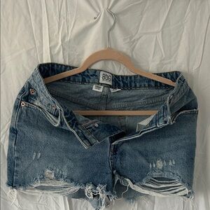 BDG Blue Ripped Denim Shorts